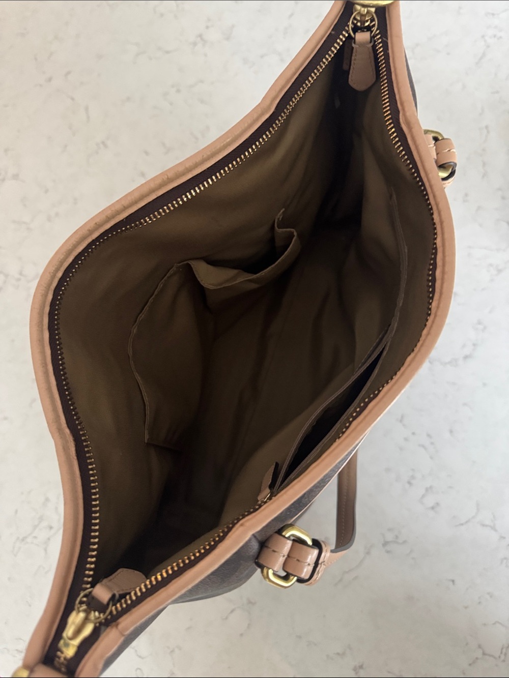 Coach Brown & Beige Signature Tote with Red & Beige Tags - Picture 4 of 9